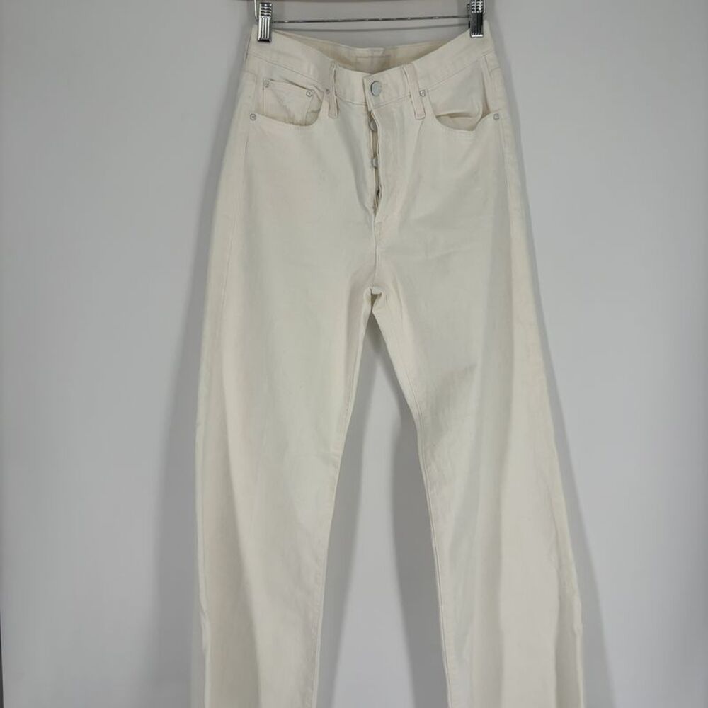 Mother Denim "Tomcat Roller" Fray White Jeans